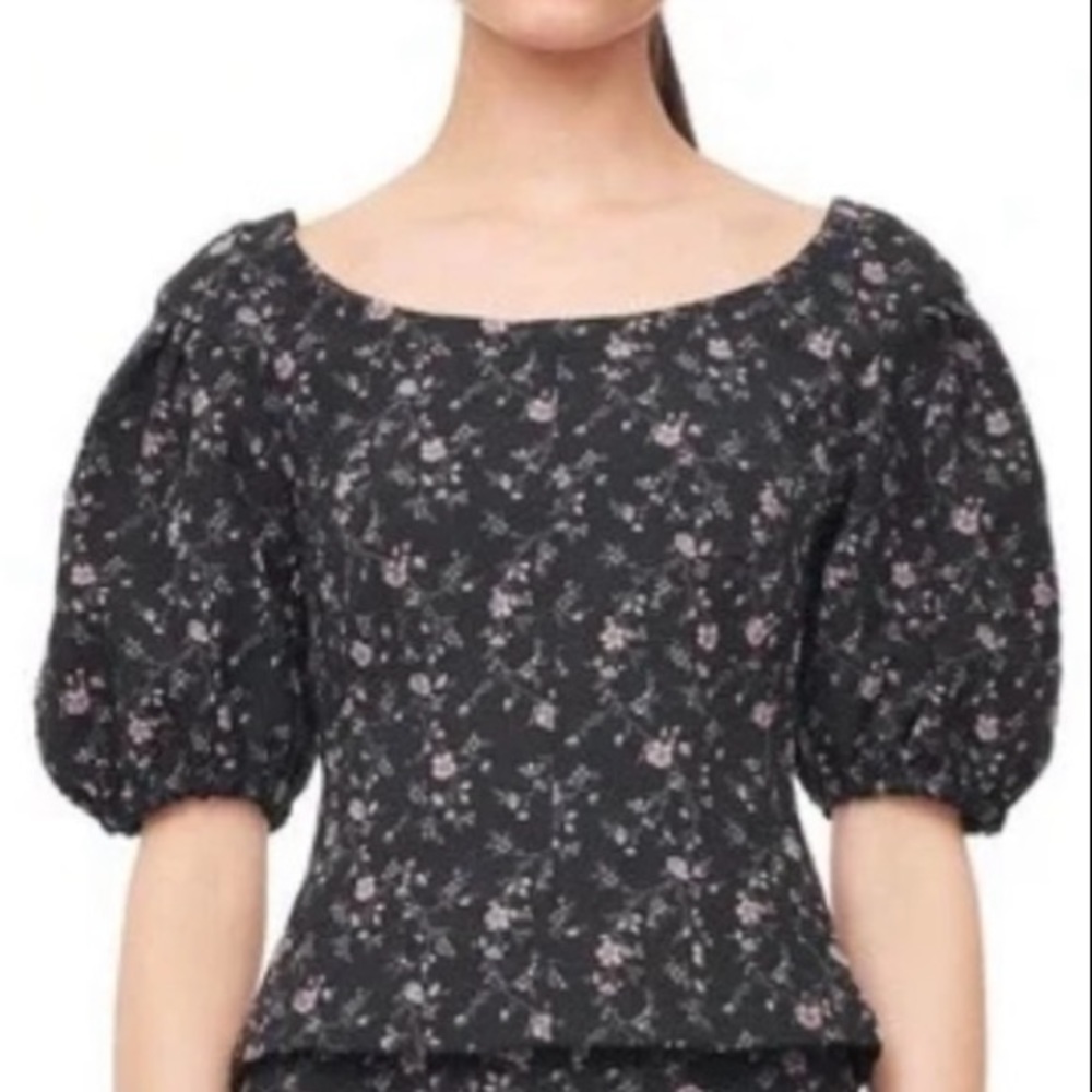 Rebecca Taylor Stretch Floral Jacquard Top 6